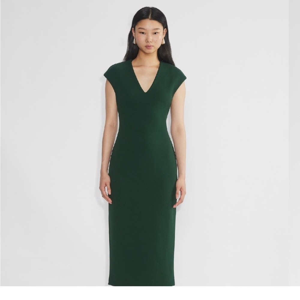 Aritzia Babaton Emerald Green Cap-Sleeve Midi Sheath Dress